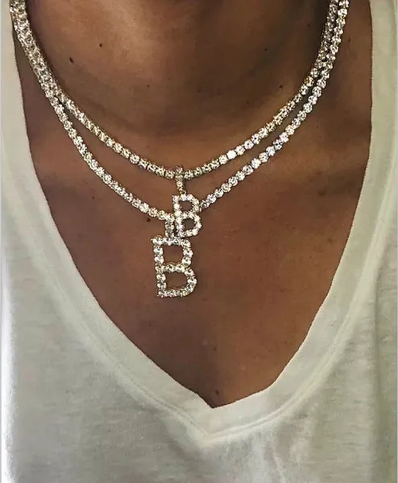 Men Hip Hop Iced Out Custom Name Tennis Letter Pendant Necklaces Cubic Zirconia Alphabet Charm Pendants Hiphop Women Jewelry