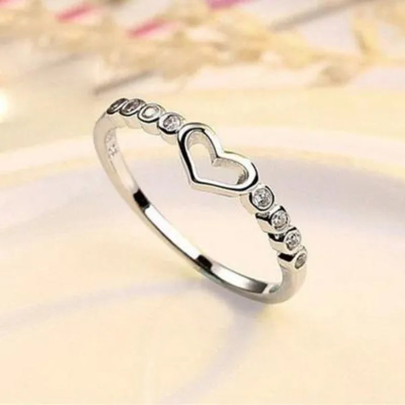 Love Ring 925 Sterling Silver Blue Sapphire Ring  Gemstone Heart Ring Women's Fashion Rings