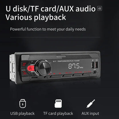 UNITOPSCI 12V 1DIN In-Dash Car Radio Stereo Autoradio Bluetooth Digital Audio Music Car Radio MP3 Player with Remote Control Bluetooth/Fm/Usb/Sd/Aux-In Colorful Lights