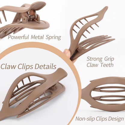 6 Packs Hair Clips, French Concord Flat Hair Clips, Curved Claw Clips for Women Girls, Lay down Claw Clips, Valentine'S Day Gifts Accessories