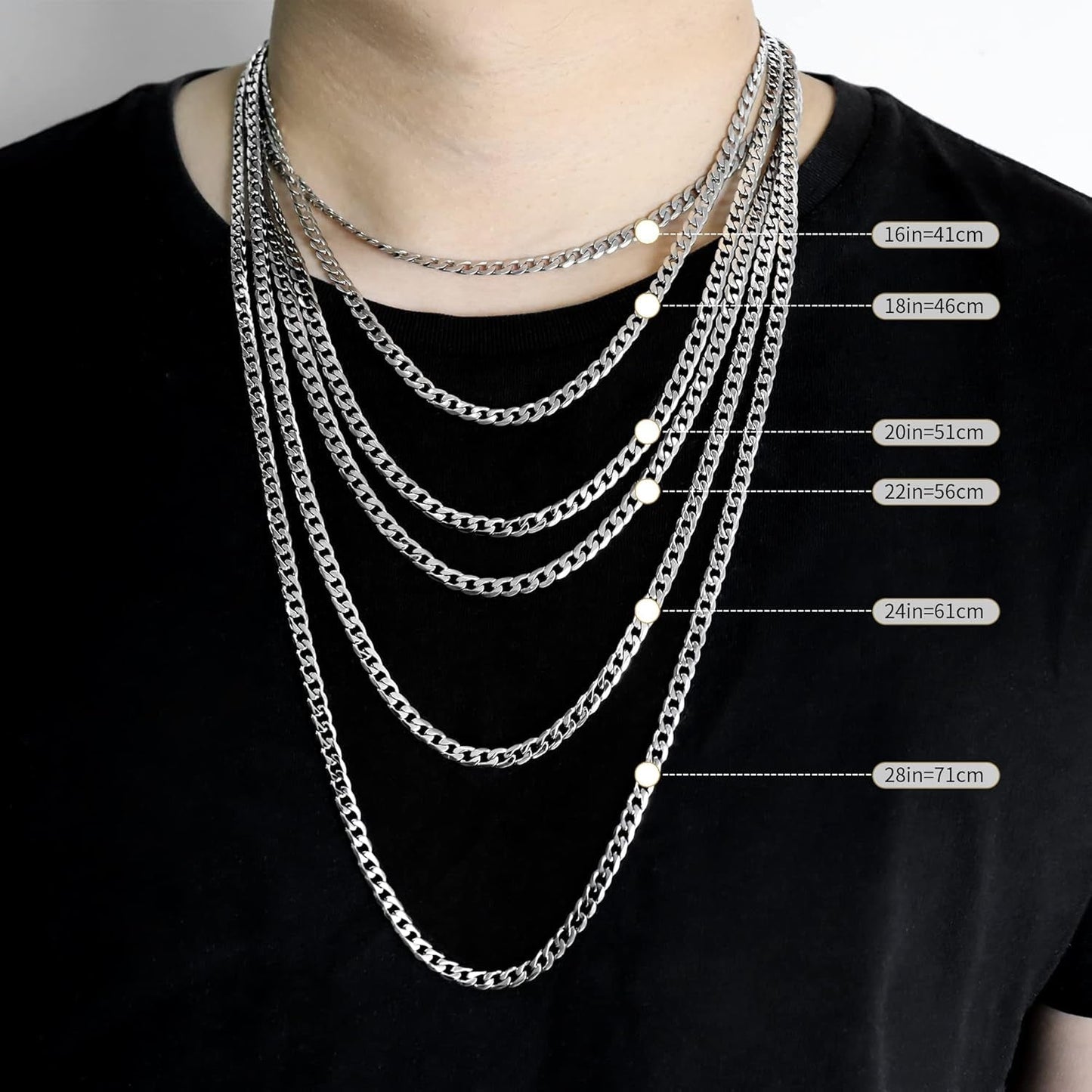 925 Sterling Silver Cross Necklace for Men Women with Stainless Steel Durable Cuban Link Chain Polished Beveled Edge Cross Chain Pendant Necklace Jewelry 16-28 Inches