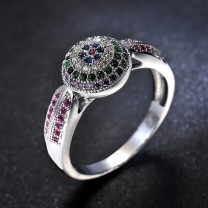Fashion Woman Jewelry 925 Sterling Silver Gemstone Emerald  Ruby Sapphire Purple Wedding Ring Size 6 7 8 9 10
