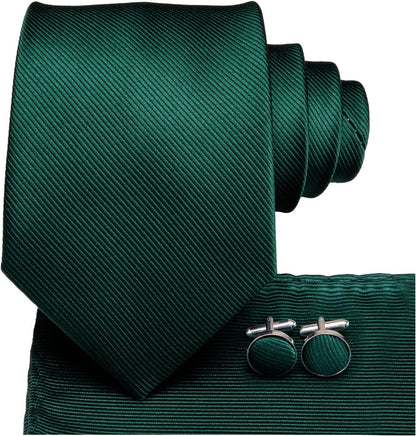Mens Paisley Floral Silk Tie for Men Striped Necktie and Pocket Square Cufflinks Set Wedding Business