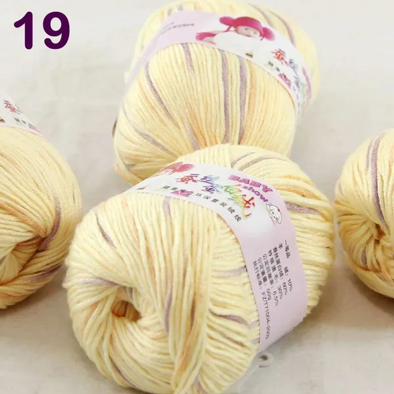 Sale New 300G/882Y Soft Cashmere Silk Wool Hand Knitting Baby Yarn Yellow Purple 1819