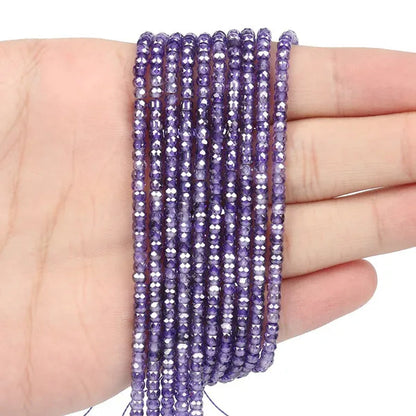 Multicolored 3X2Mm Shiny Faceted Natural Cubic Zirconia Stone Beads Abacus Tiny Beads Loose Spacer Beads for Jewelry Making DIY Slim Bracelet Women