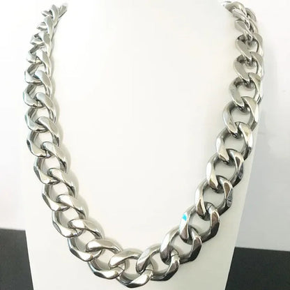 5/7/10/12/15mm Men's and Women's Chain Stainless Steel Silver Cuban Link Curb Chain Necklace or Bracelet