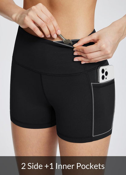 Women'S 8"/ 5"/ 3" Biker Shorts High Waist Yoga Workout Gym Running Volleyball Spandex Shorts with Pockets