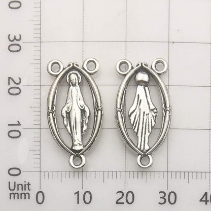 100G (60Pcs) Antique Silver Cross Jesus Maria Our Lady Miraculous Centerpiece Crucifix Medal Charms Pendants for Crafting, Jewelry Findings Making Accessory for DIY Rosary Necklace Bracelet (M154)