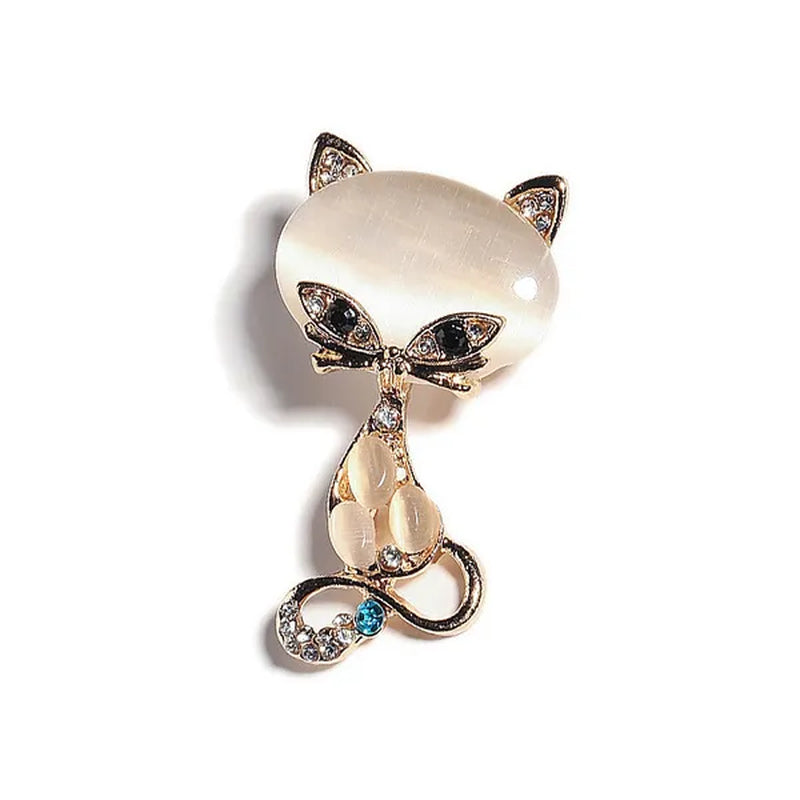 New Fashion Hot Sale Gold Color Filled Multicolor Opal Stone Fox Brooches Women's Fashion Cute Animal Crystal Pin Brooch Jewelry - WORLD TIME VISITS