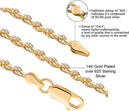 925 Sterling Silver Diamond Cut Cross Pendant Silver Rope Chain Necklace for Women & Men Religious Jewelry - Made in Italy Comes with a Gift Box - WORLD TIME VISITS