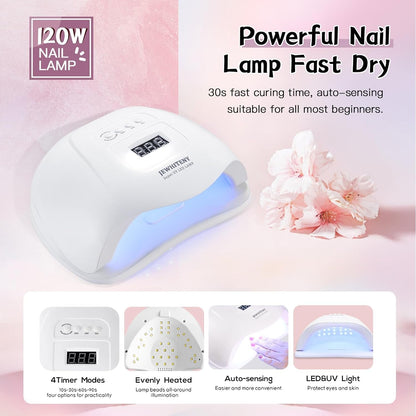 27 Colors Gel Nail Polish Kit with U V Light, 120W U V LED Nail Dryer Lamp Curing Gel Nail Polish Set Popular Gel Nail Polish Set DIY at Home, Nail Manicure Tools