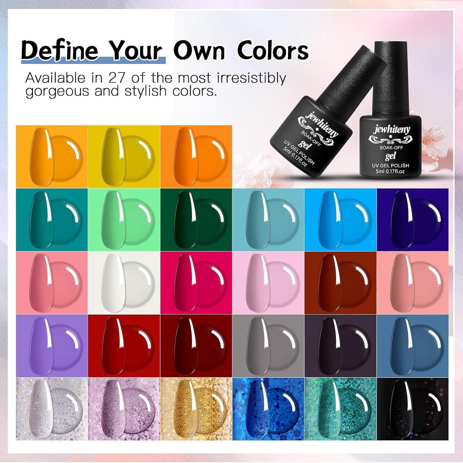 27 Colors Gel Nail Polish Kit with U V Light, 120W U V LED Nail Dryer Lamp Curing Gel Nail Polish Set Popular Gel Nail Polish Set DIY at Home, Nail Manicure Tools - WORLD TIME VISITS