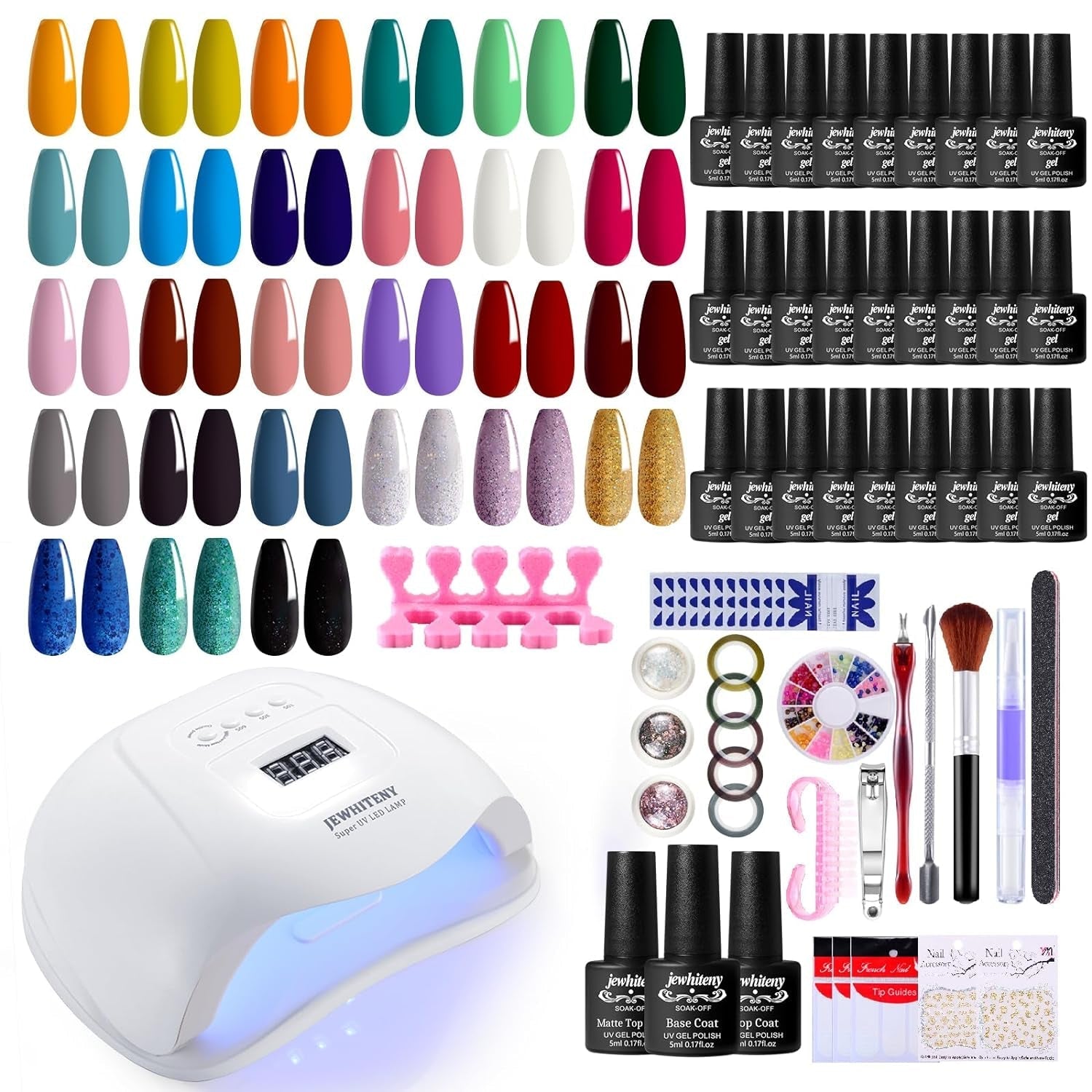 27 Colors Gel Nail Polish Kit with U V Light, 120W U V LED Nail Dryer Lamp Curing Gel Nail Polish Set Popular Gel Nail Polish Set DIY at Home, Nail Manicure Tools - WORLD TIME VISITS
