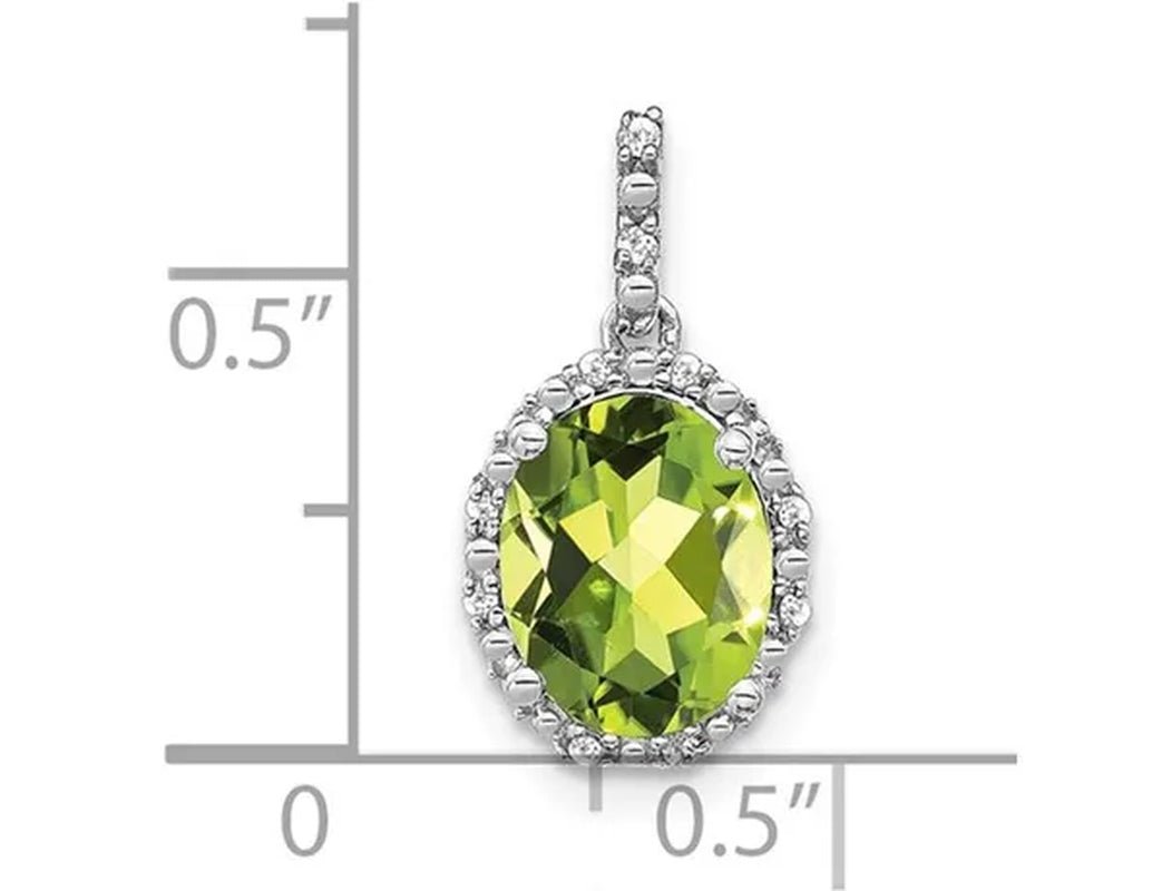 2.70 Carat (ctw) Natural Peridot Drop Pendant Necklace in 14K white Gold with Chain