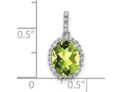 2.70 Carat (ctw) Natural Peridot Drop Pendant Necklace in 14K white Gold with Chain