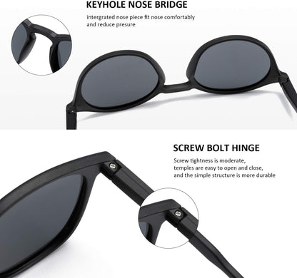 Polarized Sunglasses for Women Men: Retro Shades round | Square Frame UV Protection 2 Pack