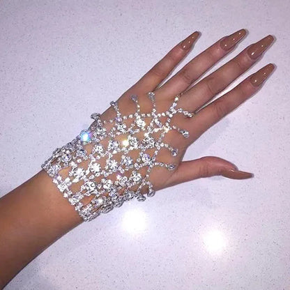 Fashion Tassel for Rhinestone Hand Bracelets for Women Bohemian Crystal Finger Ring Bracelet Bangle Charm Jewelry ONS