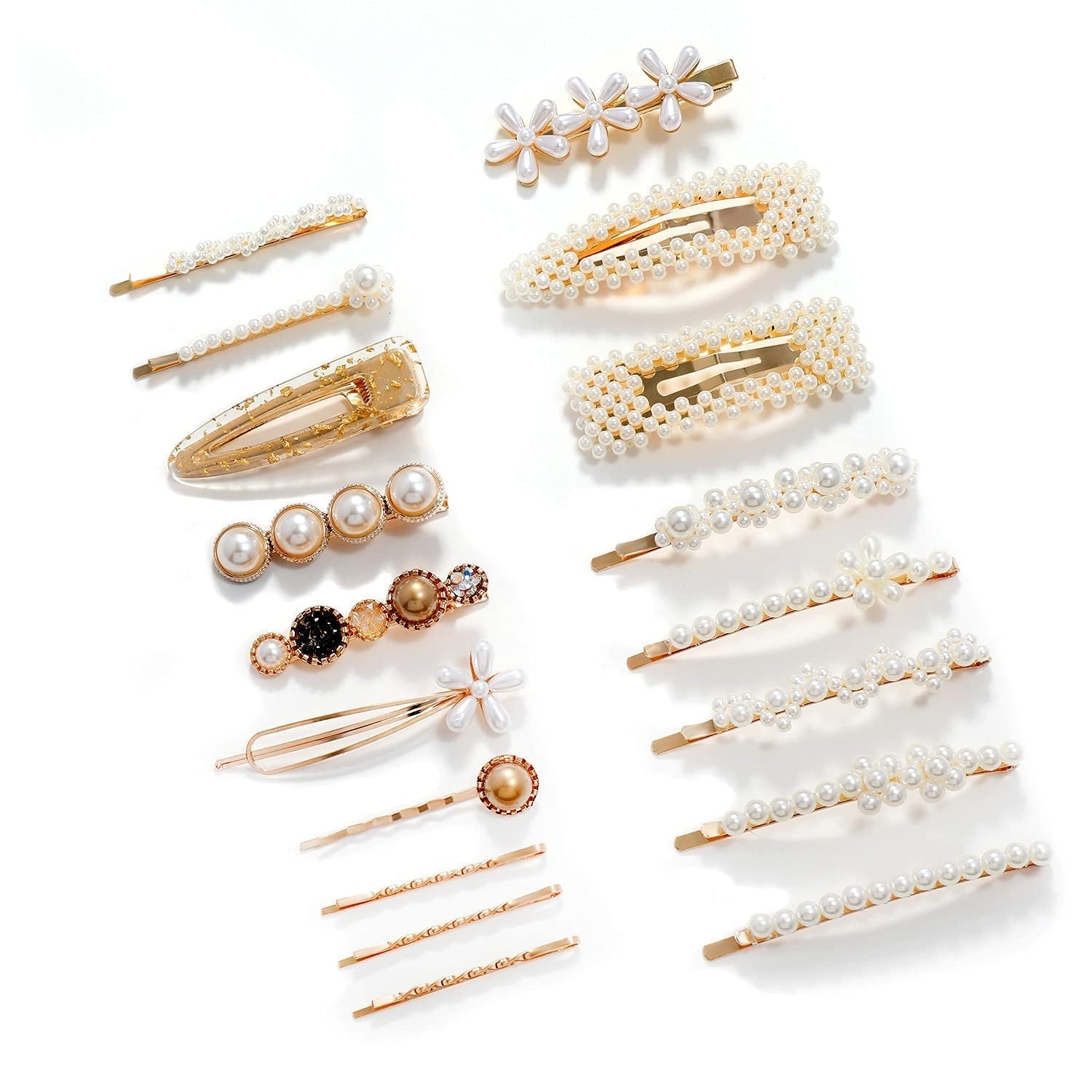 Women Hair Accessories 18PCS Handmade Simulation Pearl Barrettes Clip Set Geometric Flower Bobby Hairpin Girls Headwear… - WORLD TIME VISITS