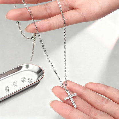 Crown Cross Necklace for Women, 14K Gold Silver Cubic Zirconia Crown Cross Necklace, Diamond Gold Silver Cross Necklaces, Dainty Cross Faith Simple Trendy Charm Jewelry Gift for Women