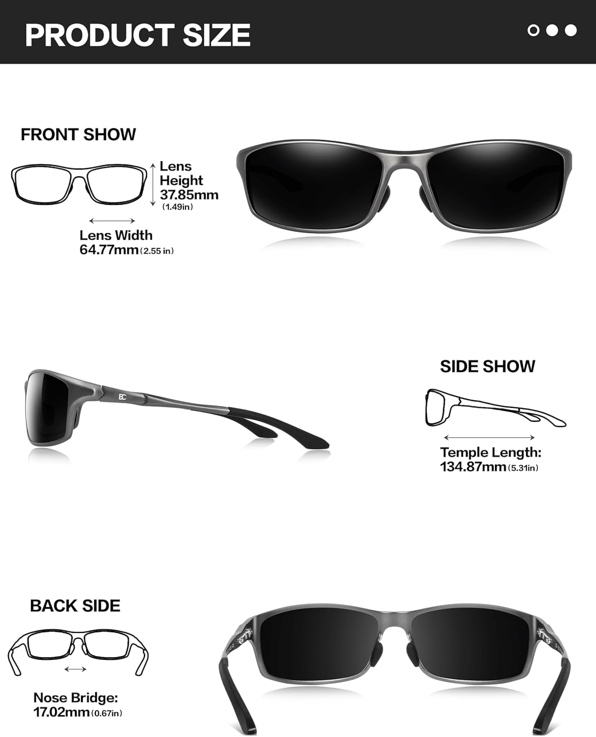 Polarized Mens Sunglasses: UV Protection Sports Shades for Men Women Sport Driving with Al-Mg Frame