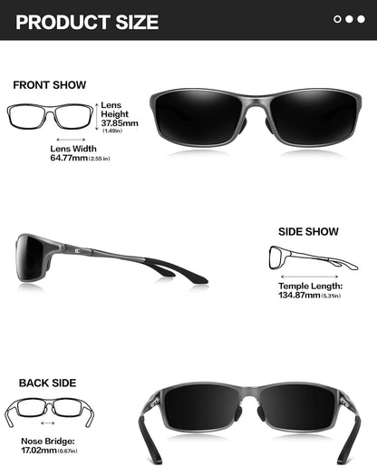 Polarized Mens Sunglasses: UV Protection Sports Shades for Men Women Sport Driving with Al-Mg Frame