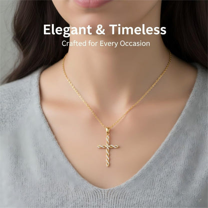 Cross Necklace 14K Gold Cross Necklaces for Women Twisted Cross Infinity Open Loop Pendant Necklace for Womens Religious Jewelry