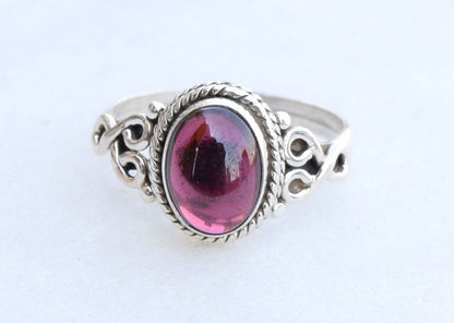 Garnet Stone Ring 925 Sterling Silver Statement Ring for Women Handmade Rings Gemstone Christmas Promise Ring Size US 8 Gift for Her