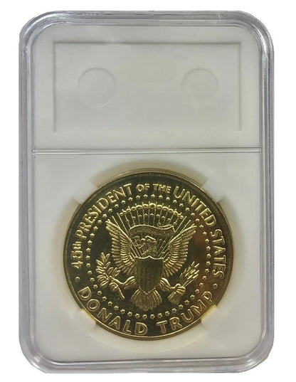 24K Gold-Plated Donald J. Trump 2020 President Eagle Seal W/Display Case Masters Coins