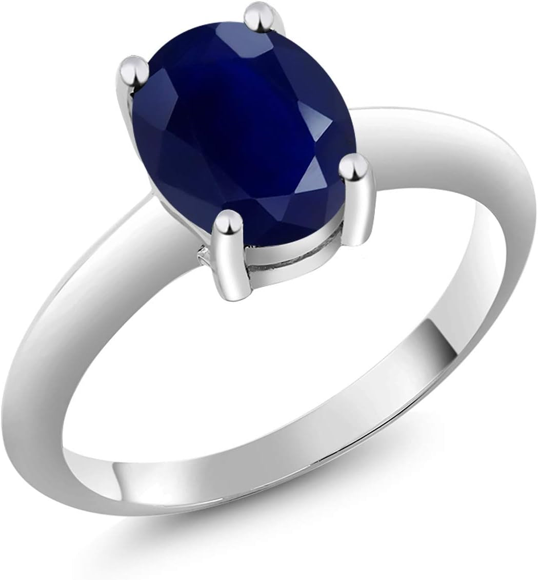 925 Sterling Silver 9X7MM Oval Gemstone Birthstone Solitaire Engagement Ring | Wedding Engagement Anniversary Promise Ring for Women | Available in Size 5, 6, 7, 8, 9 - WORLD TIME VISITS