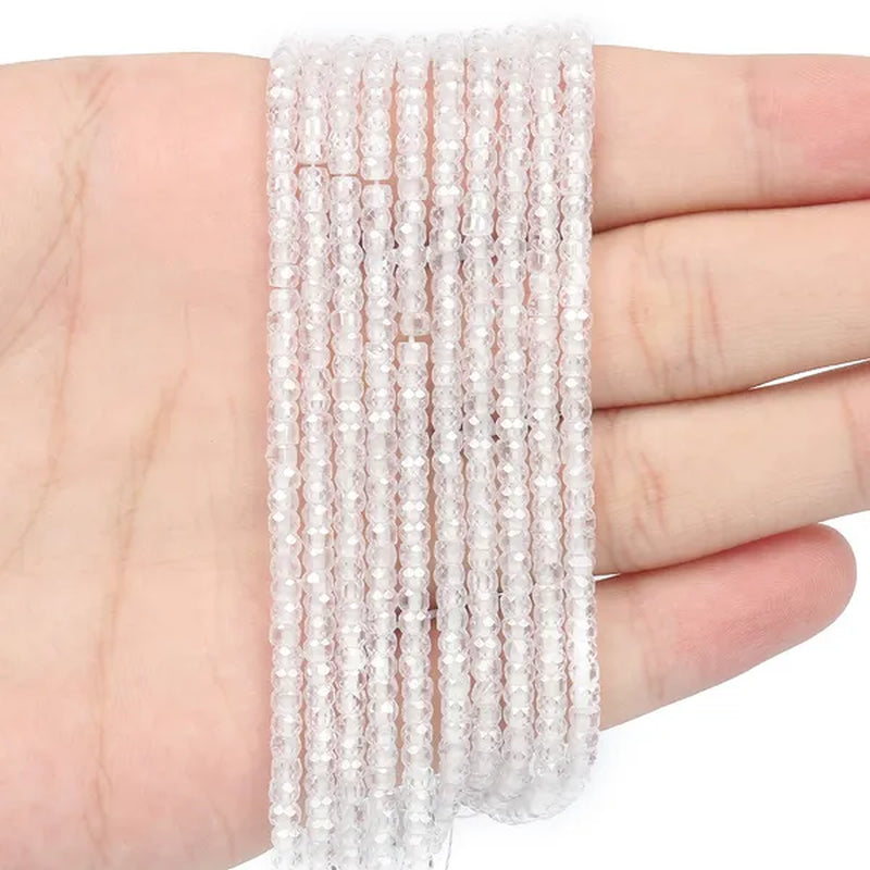 Multicolored 3X2Mm Shiny Faceted Natural Cubic Zirconia Stone Beads Abacus Tiny Beads Loose Spacer Beads for Jewelry Making DIY Slim Bracelet Women