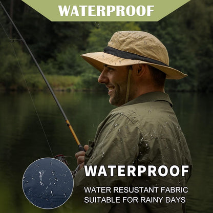Oversized XL XXL Men'S UV 50 Waterproof Packable Mesh Sun Hat Bucket Bonnie Beach Hiking Fishing