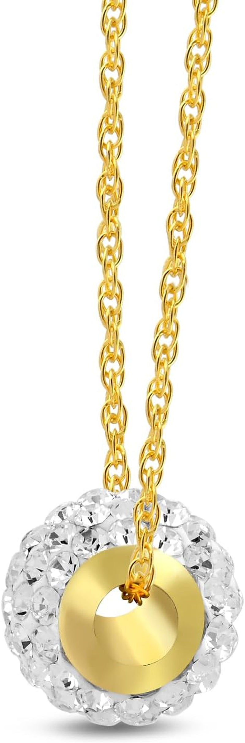 10K Crystal Slide Ball Pendant Necklace, 18", (Previously Amazon Collection)