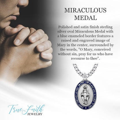 Miraculous Medal with Black Enamel Border, 7/8 Inch
