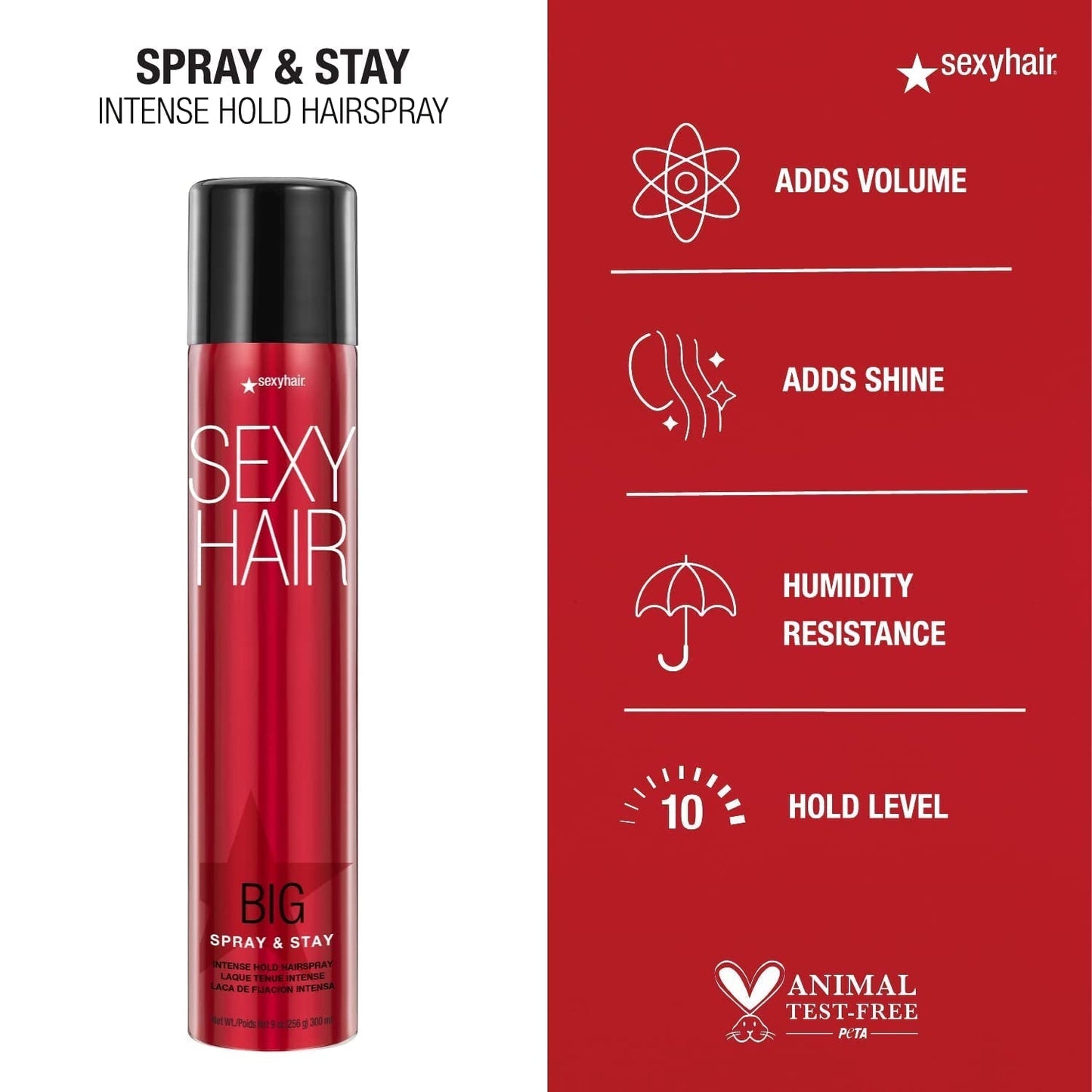 Big Spray & Stay Intense Hold Hairspray | Extreme Hold and Shine | up to 72 Hour Humidity Resistance | All Hair Types