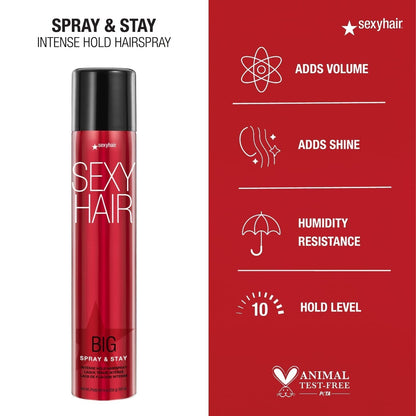 Big Spray & Stay Intense Hold Hairspray | Extreme Hold and Shine | up to 72 Hour Humidity Resistance | All Hair Types
