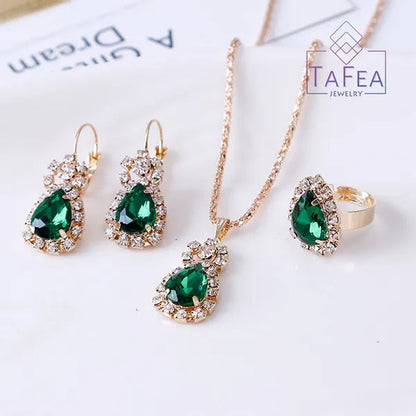 4 Pieces / Set Luxury Necklace Set Engagement Ring Earrings Pendant Beautiful  Wedding Jewelry Set