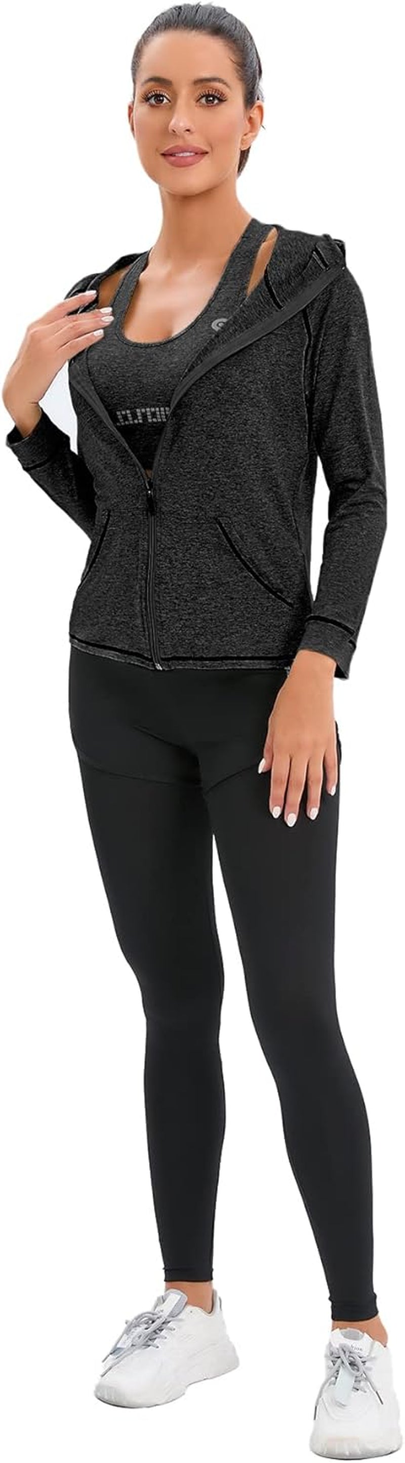 Women'S 5Pcs Sport Suits Fitness Yoga Running Athletic Tracksuits