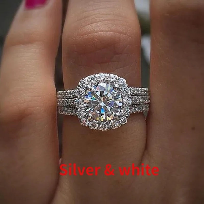 Women Wedding Diamond Ring 18K Gold Micro Pave Diamond Rings for Engagement Ring Jewelry