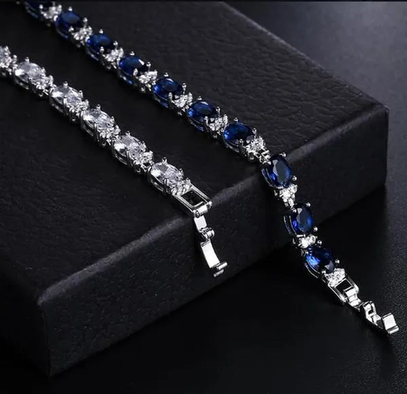 Gem Stone King 925 Sterling Silver Gorgeous Oval and round Sparkling Cubic Zirconia CZ Tennis Bracelet Jewelry Gift