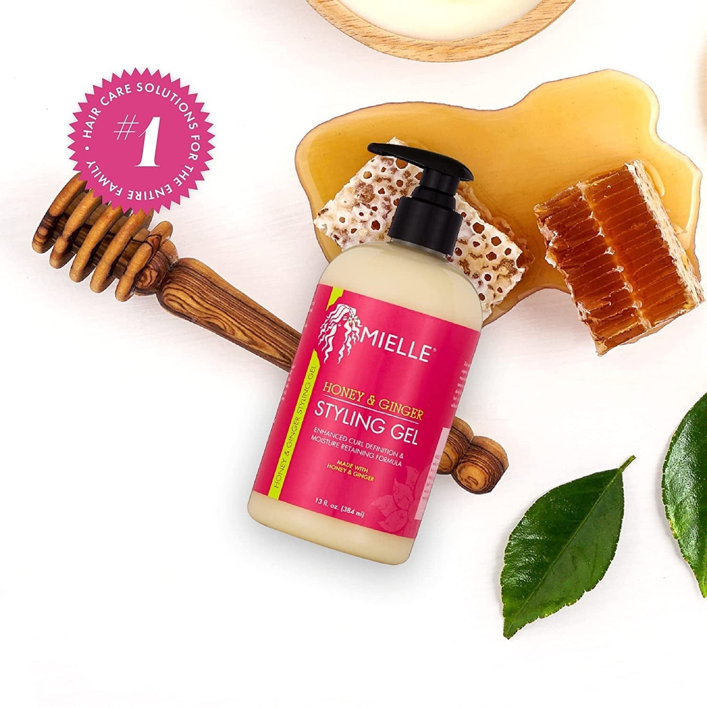 Honey & Ginger Styling Gel for Enhanced Curl Definition and Moisture Retaining with Aloe for Dry, Curly, Thick, and Frizzy Hair, Non-Sticky, 13 Ounces