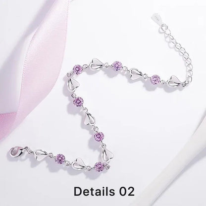 Crystal Bracelets 925 Sterling Silver Fashion Love Heart Zircon Bracelets for Women