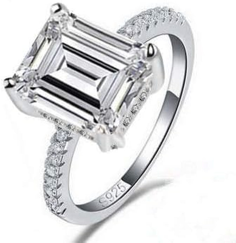 Jewelry 3 Carat CZ Engagement Rings Simulated Diamond Engagement Ring for Women Silver Wedding Jewelry - WORLD TIME VISITS