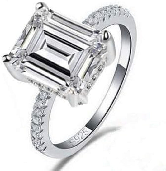 Jewelry 3 Carat CZ Engagement Rings Simulated Diamond Engagement Ring for Women Silver Wedding Jewelry - WORLD TIME VISITS