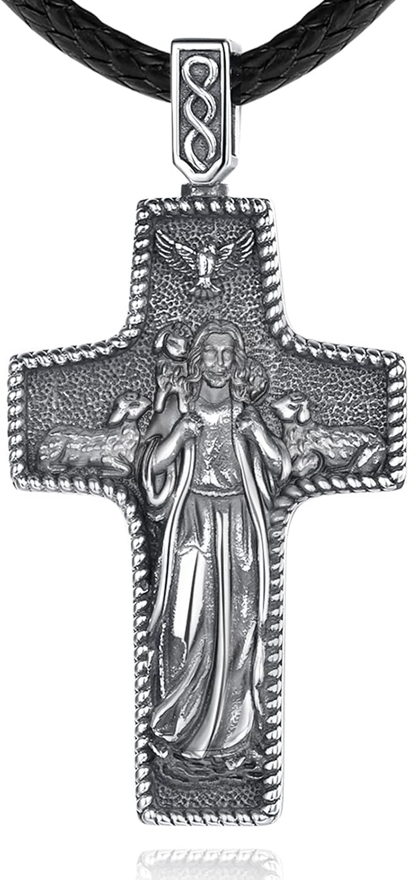 925 Sterling Silver St Christopher/St Benedict/St Michael/Virgin Mary/San Judas Tadeo/Good Shepherd Cross/Archangel Necklace Medal Pendant Protection Religious Amulet Jewelry for Men Women - WORLD TIME VISITS