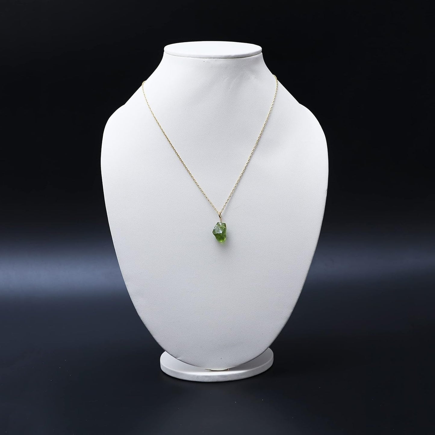 Peridot Pendant Necklace, Rough Green Crystal Pendant, Raw Gemstone Necklace, August Birthstone Jewelry, 925 Silver 14K Gold Plated 16+2 Inch Adjustable Chain