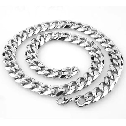 5/7/10/12/15mm Men's and Women's Chain Stainless Steel Silver Cuban Link Curb Chain Necklace or Bracelet