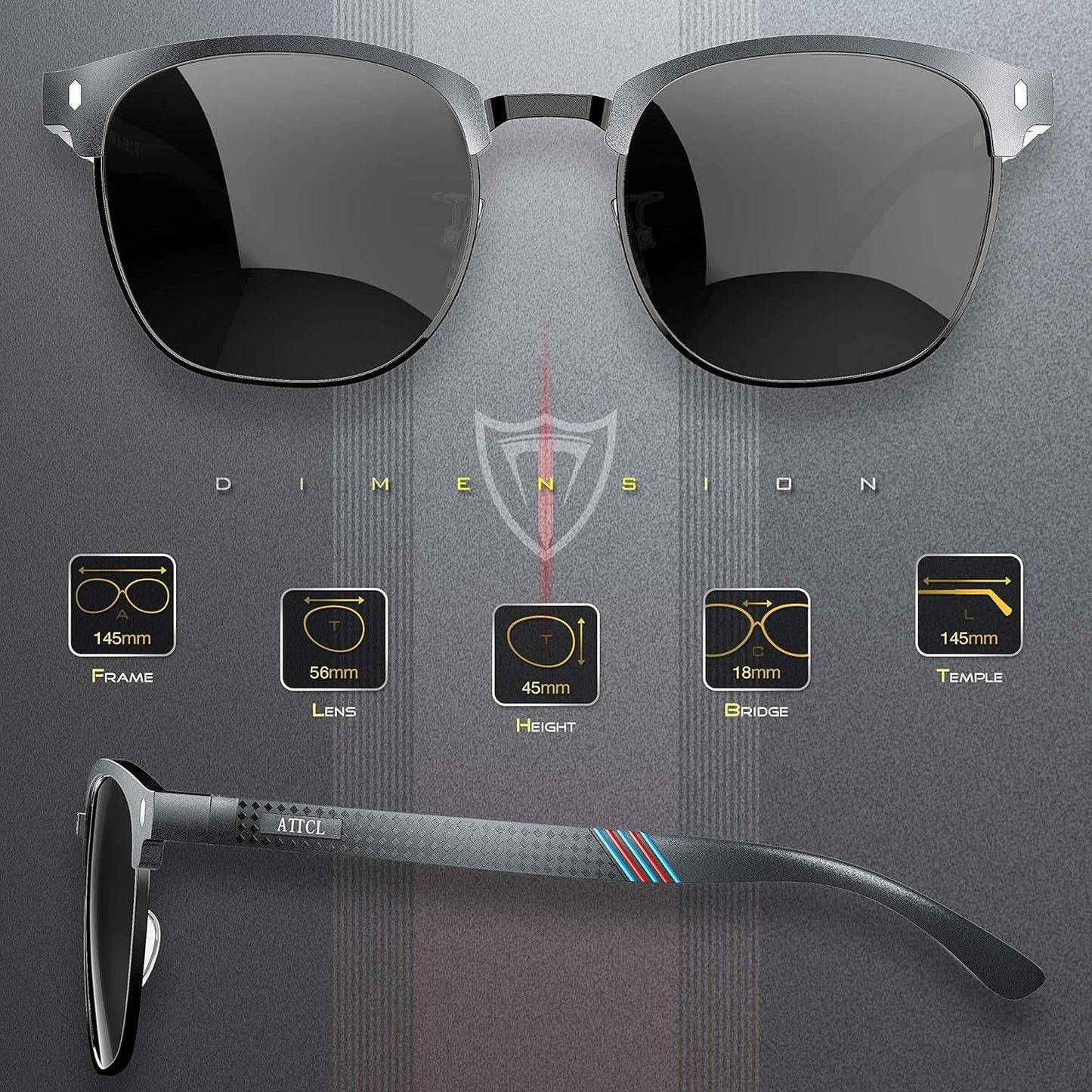 Men'S Driving Polarized Rimless Sunglasses Al-Mg Metal Frame Ultra Light