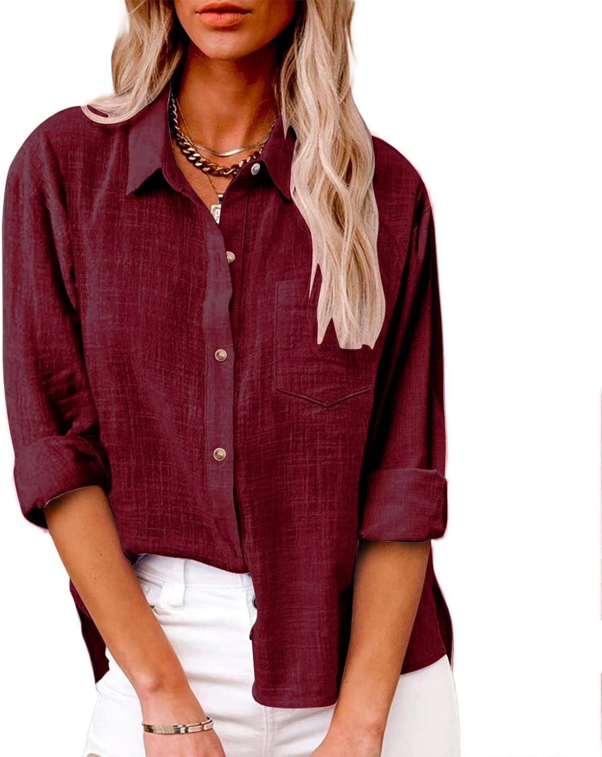 Women Cotton Linen Summer Tops Button down Shirts Dressy Causal Long Sleeve Gauze Blouses Trendy Boho Clothes 2024 - WORLD TIME VISITS