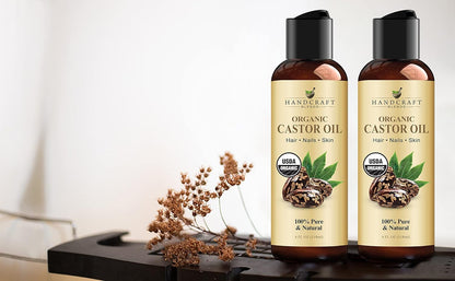 Organic Castor Oil - 4 Fl Oz - 100% Pure and Natural - Premium Grade Carrier Oil for Hair Growth, Eyelashes and Eyebrows - Hair and Body - Expeller-Pressed & Hexane-Free