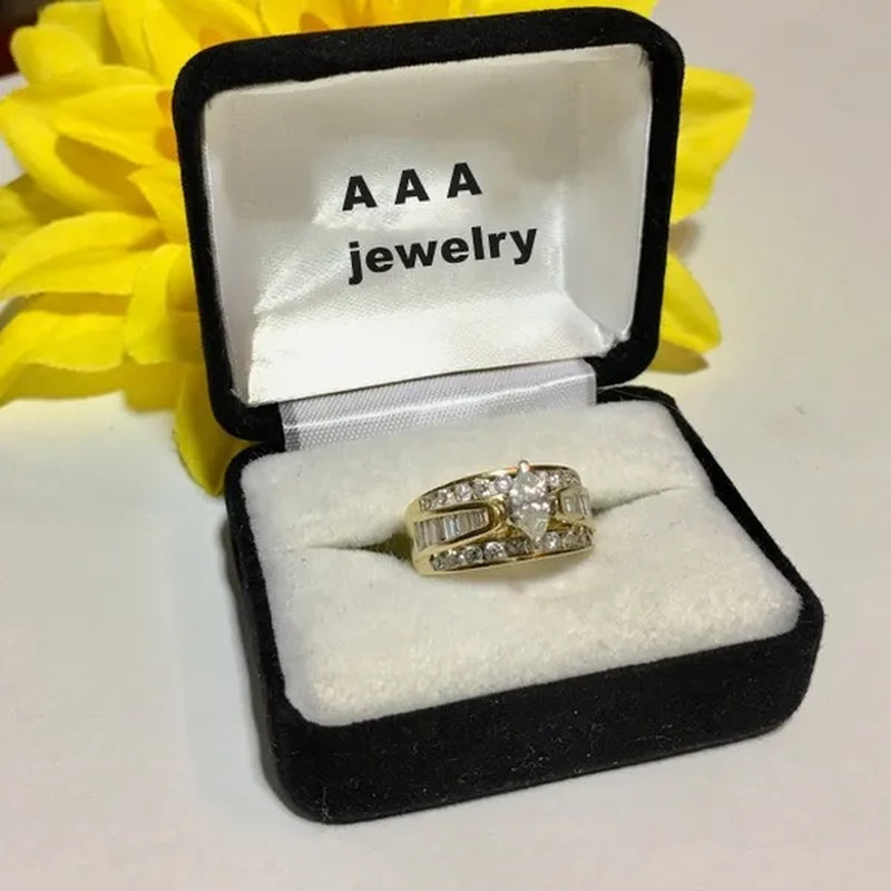 Fashion and Brilliant Women'S Ring Horse Eye Double Row Diamond Ring Romantic Wedding Engagement Ring Valentine'S Day Anniversary Gift Jewelry - WORLD TIME VISITS